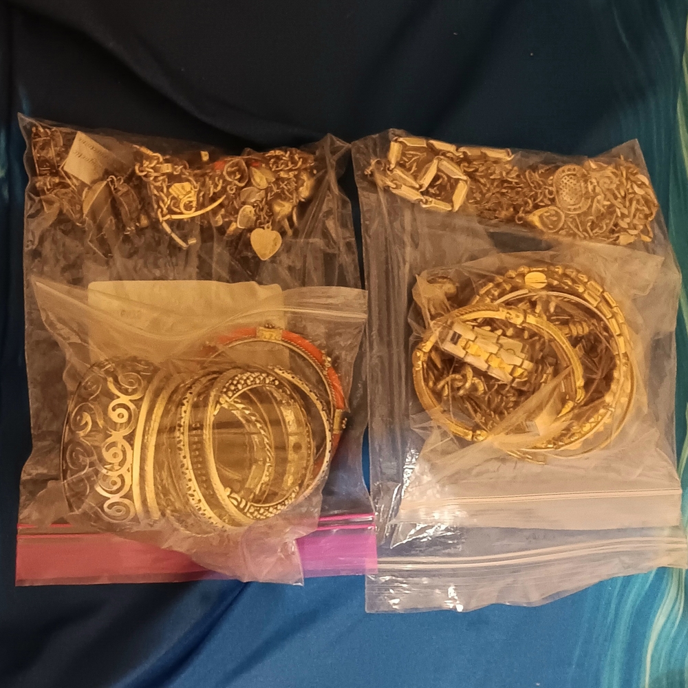 Gold and Silver Bangle and Bracelet Set